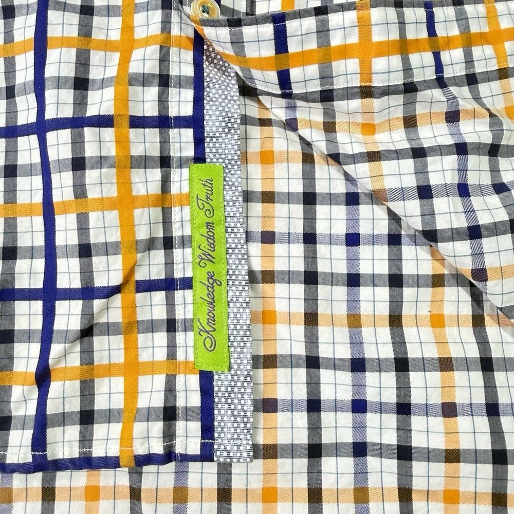 Robert Graham‎ Shirt Mens Medium Multi Colored Tailored Fit Checkered Flip Cuff - Picture 3 of 8